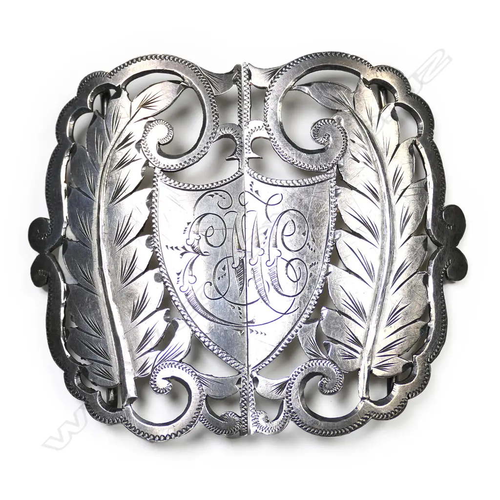 John Gerrard (Palmerston North) late 19thC silver belt buckle, Image 1++